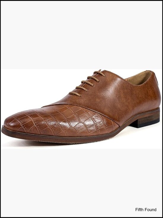 Men\'s Croc-Embossed Lace Up Oxfords Dress Shoes Formal Wedding Prom